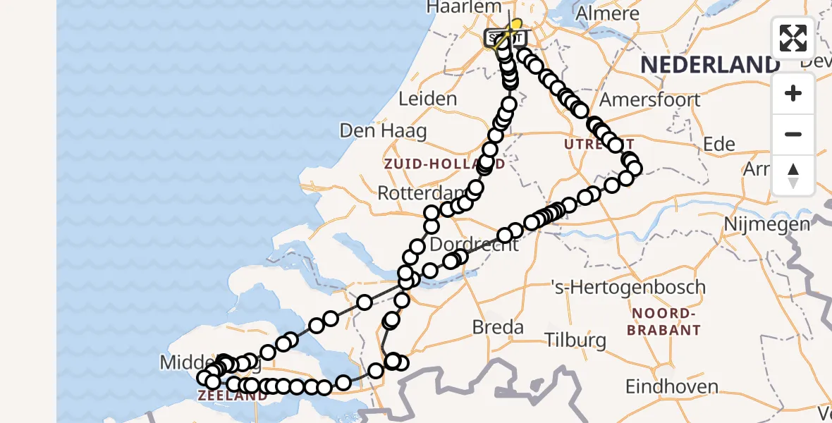 Routekaart van de vlucht: Politieheli naar Schiphol, Canadaweg