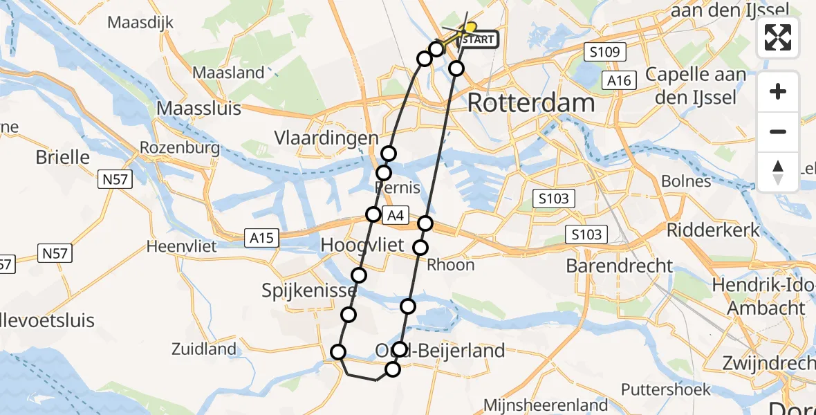 Routekaart van de vlucht: Lifeliner 2 naar Rotterdam The Hague Airport, Delflandstraat