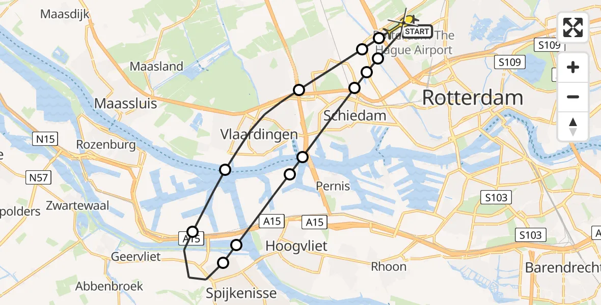 Routekaart van de vlucht: Lifeliner 2 naar Rotterdam The Hague Airport, Gatwickbaan