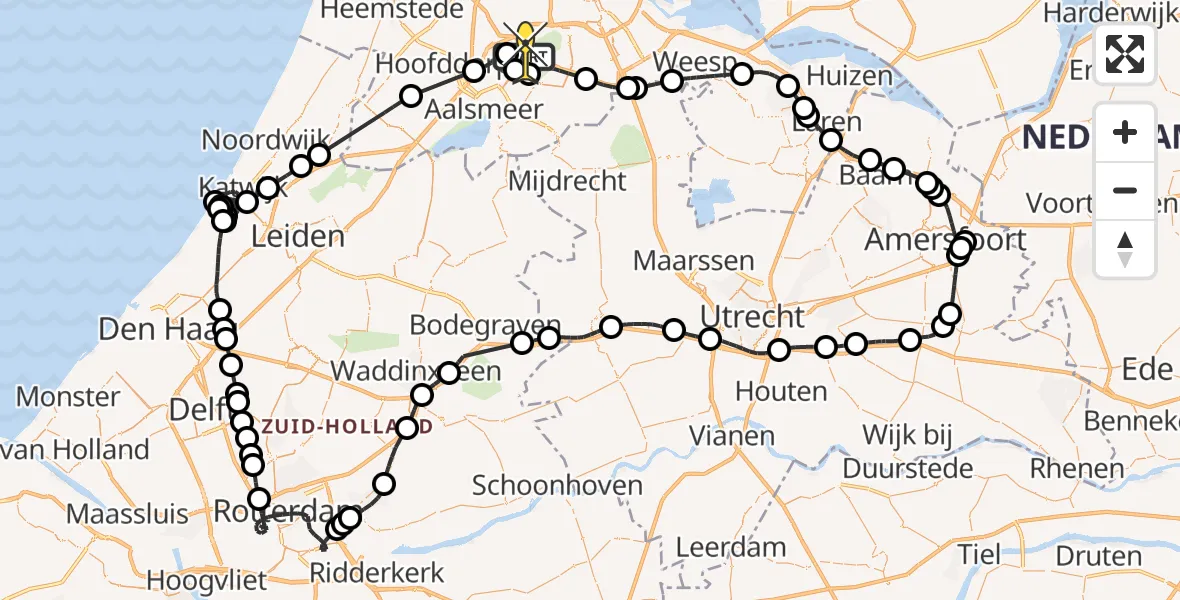 Routekaart van de vlucht: Politieheli naar Schiphol, Loevesteinse Randweg