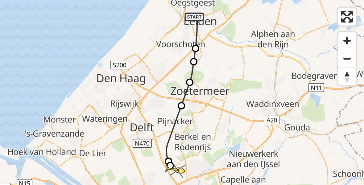 Routekaart van de vlucht: Lifeliner 2 naar Rotterdam The Hague Airport, Groenhazengracht