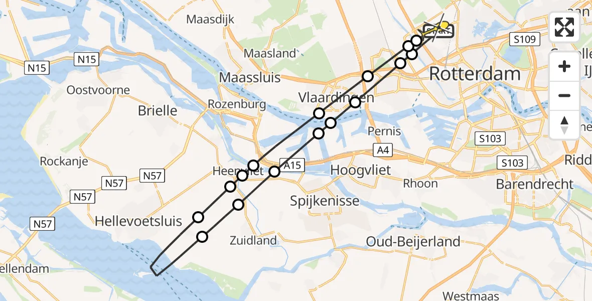 Routekaart van de vlucht: Lifeliner 2 naar Rotterdam The Hague Airport, Fairoaksbaan