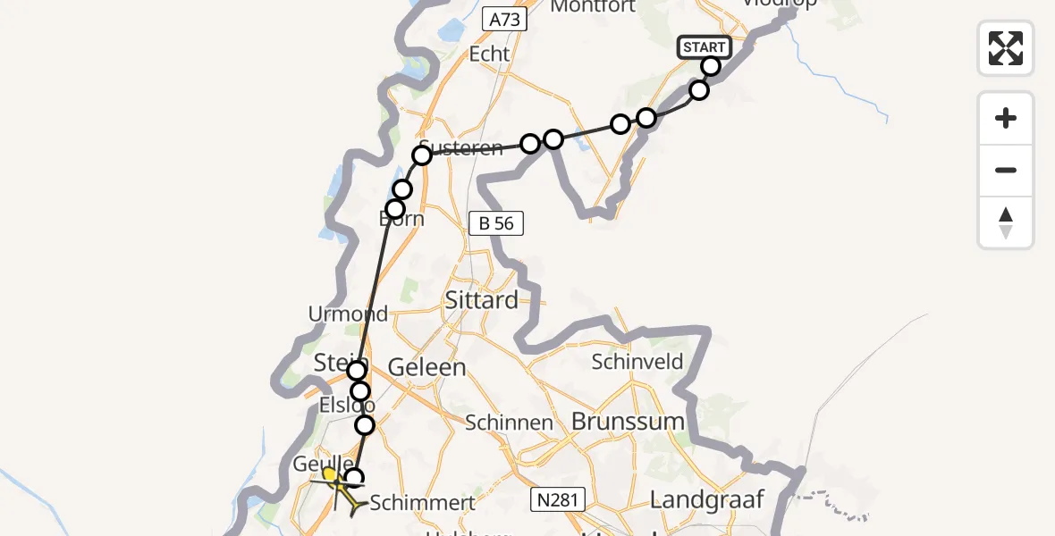 Routekaart van de vlucht: Lifeliner 3 naar Maastricht Aachen Airport, Akerstraat