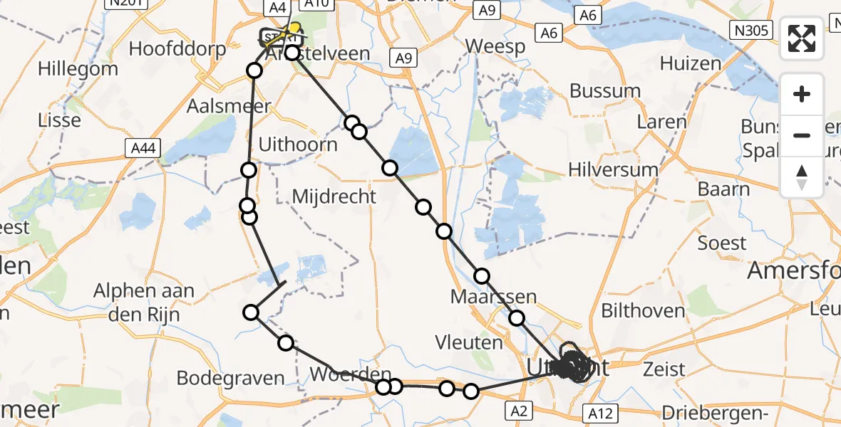 Routekaart van de vlucht: Politieheli naar Schiphol, Kraayveldstraat