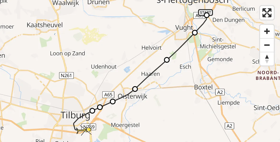 Routekaart van de vlucht: Lifeliner 3 naar Tilburg, Wolfsdreef