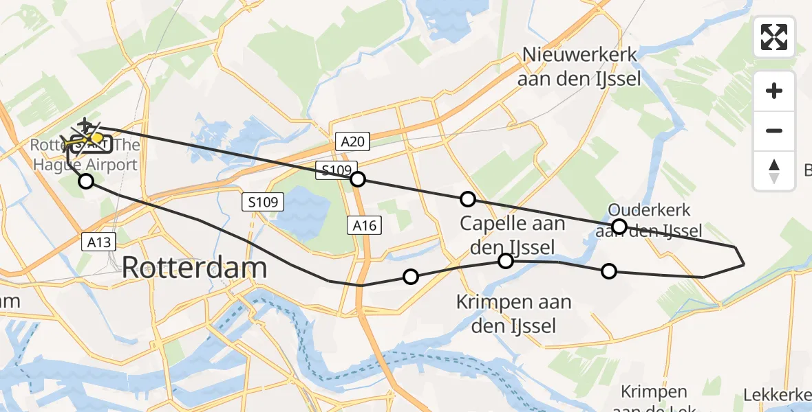 Routekaart van de vlucht: Lifeliner 2 naar Rotterdam The Hague Airport, Gilze-Rijenstraat