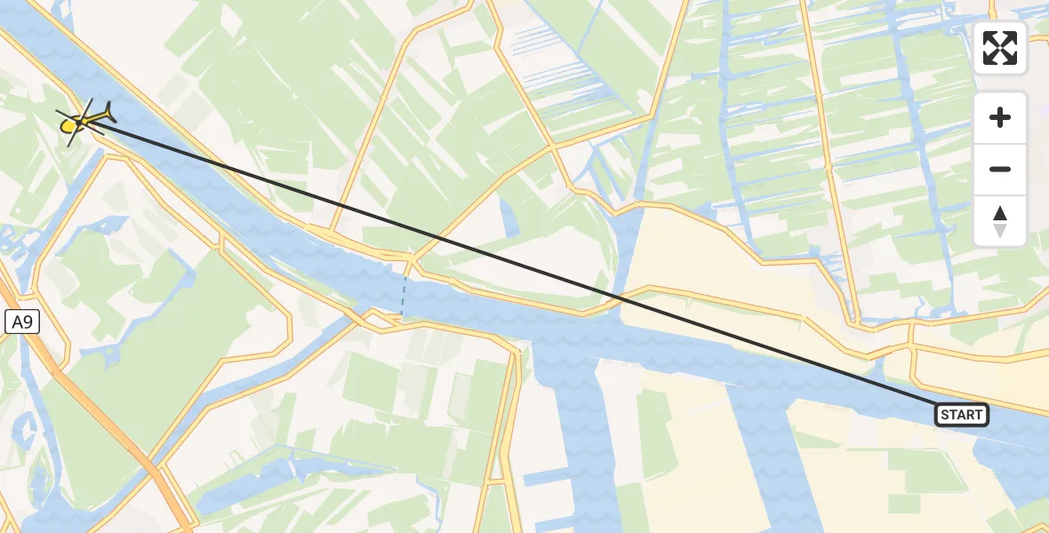 Routekaart van de vlucht: Lifeliner 1 naar Velsen-Zuid, Amsterdamseweg