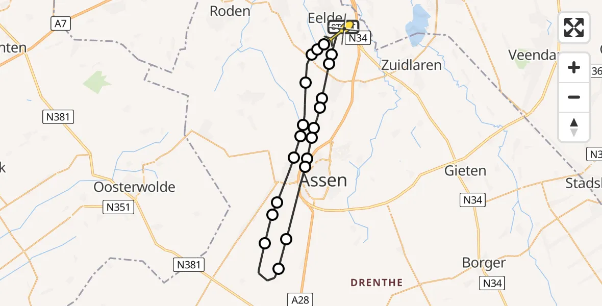 Routekaart van de vlucht: Lifeliner 4 naar Groningen Airport Eelde, Vissersweg