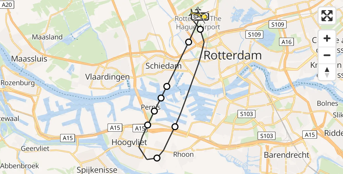 Routekaart van de vlucht: Lifeliner 2 naar Rotterdam The Hague Airport, Tuinieren voor ouderen