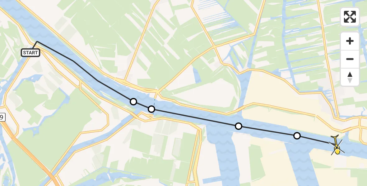 Routekaart van de vlucht: Lifeliner 1 naar Amsterdam, Spaarndammerweg