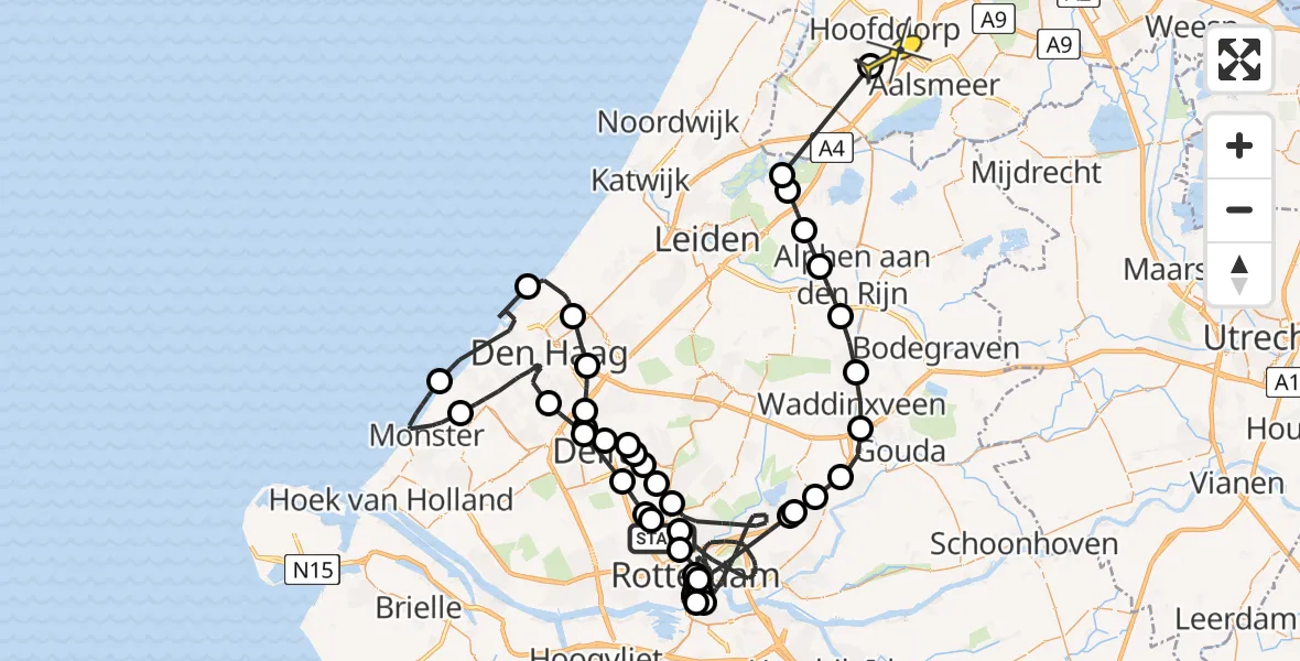 Routekaart van de vlucht: Politieheli naar Hoofddorp, Bovendijk