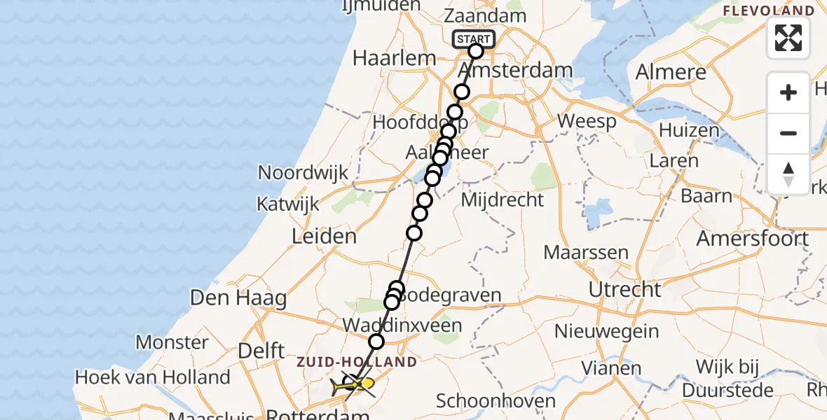 Routekaart van de vlucht: Lifeliner 1 naar Rotterdam, Lipariweg