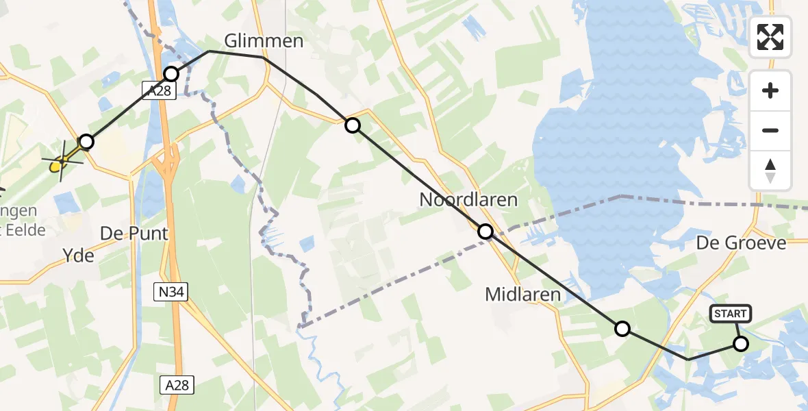 Routekaart van de vlucht: Lifeliner 4 naar Groningen Airport Eelde, Leiding 2