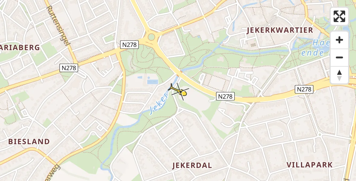 Routekaart van de vlucht: Politiehelikopter naar Maastricht