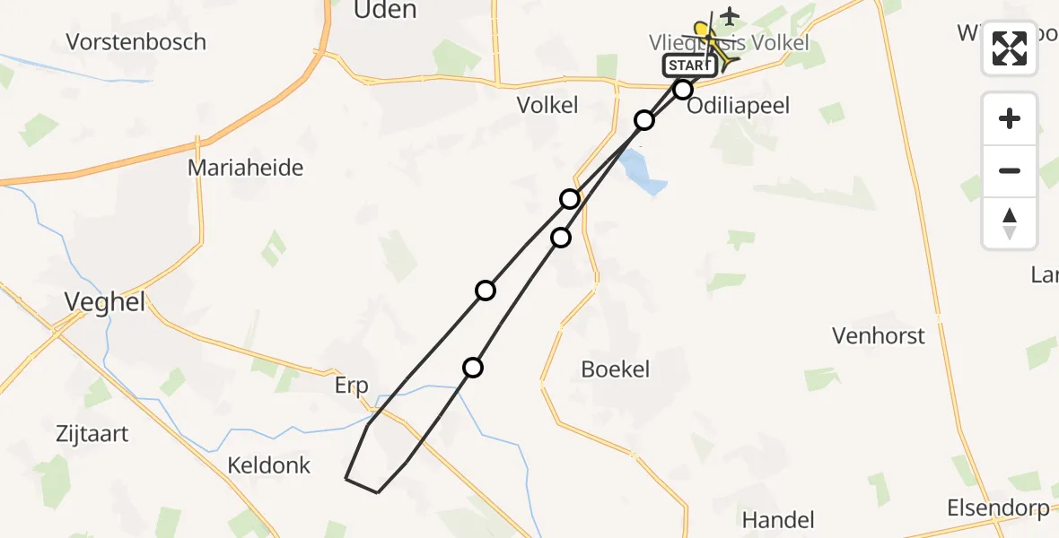 Routekaart van de vlucht: Lifeliner 3 naar Vliegbasis Volkel, Rechtestraat