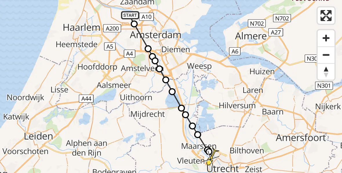 Routekaart van de vlucht: Lifeliner 1 naar Utrecht, Maltaweg