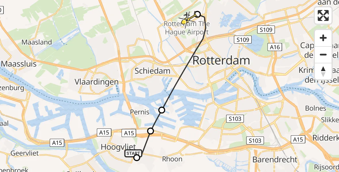 Routekaart van de vlucht: Lifeliner 2 naar Rotterdam The Hague Airport, Seattleweg