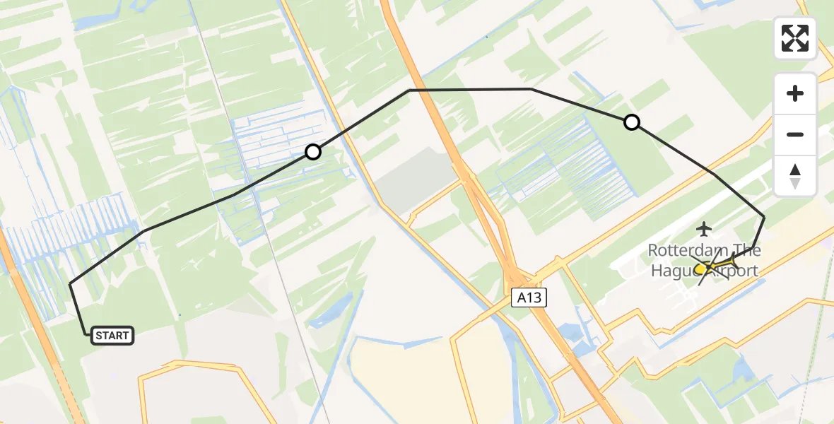 Routekaart van de vlucht: Lifeliner 2 naar Rotterdam The Hague Airport, Octave de Coninckpad