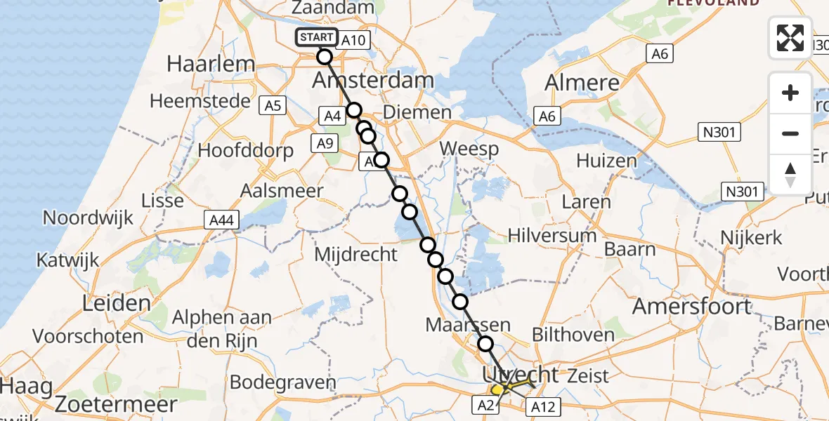 Routekaart van de vlucht: Lifeliner 1 naar Utrecht, Maltaweg