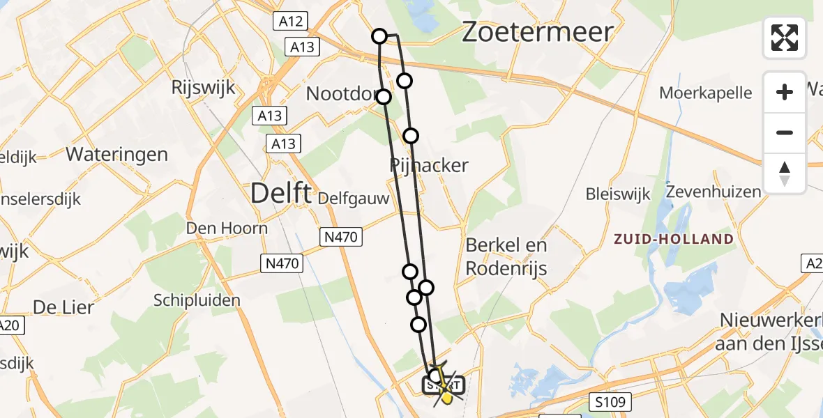 Routekaart van de vlucht: Lifeliner 2 naar Rotterdam The Hague Airport, Houtkade