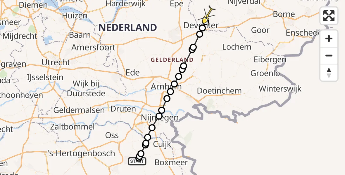 Routekaart van de vlucht: Traumaheli naar Schalkhaar, Trentsedijk