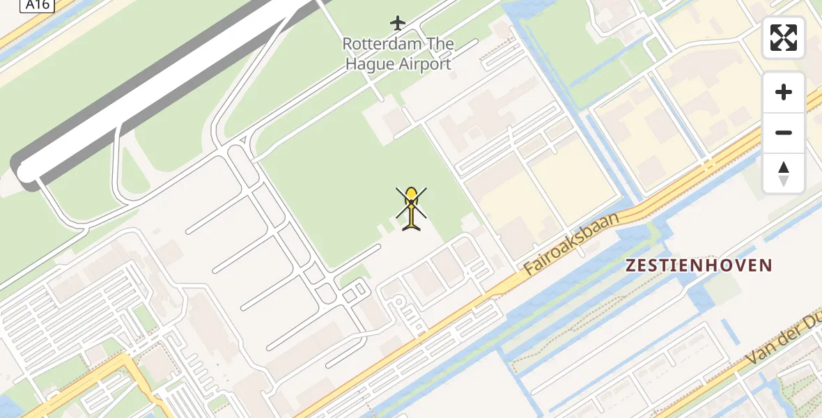 Routekaart van de vlucht: Politiehelikopter naar Rotterdam The Hague Airport