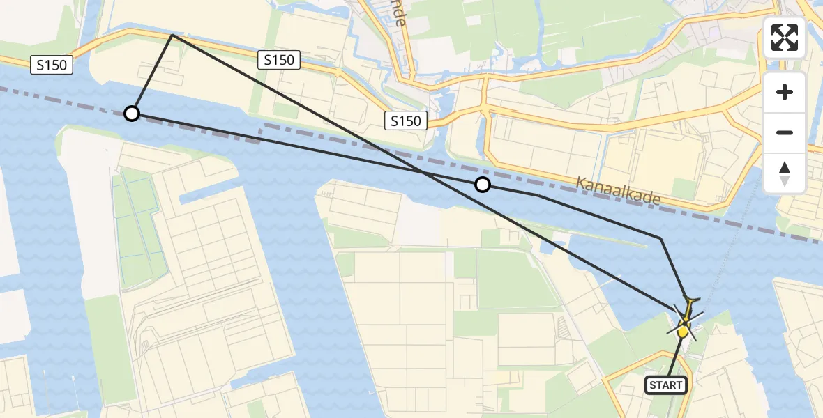 Routekaart van de vlucht: Lifeliner 1 naar Amsterdam Heliport, Daalderweg