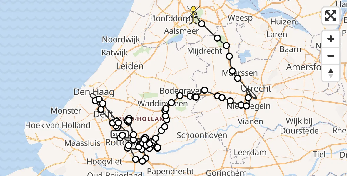 Routekaart van de vlucht: Politieheli naar Schiphol, Achterdijk