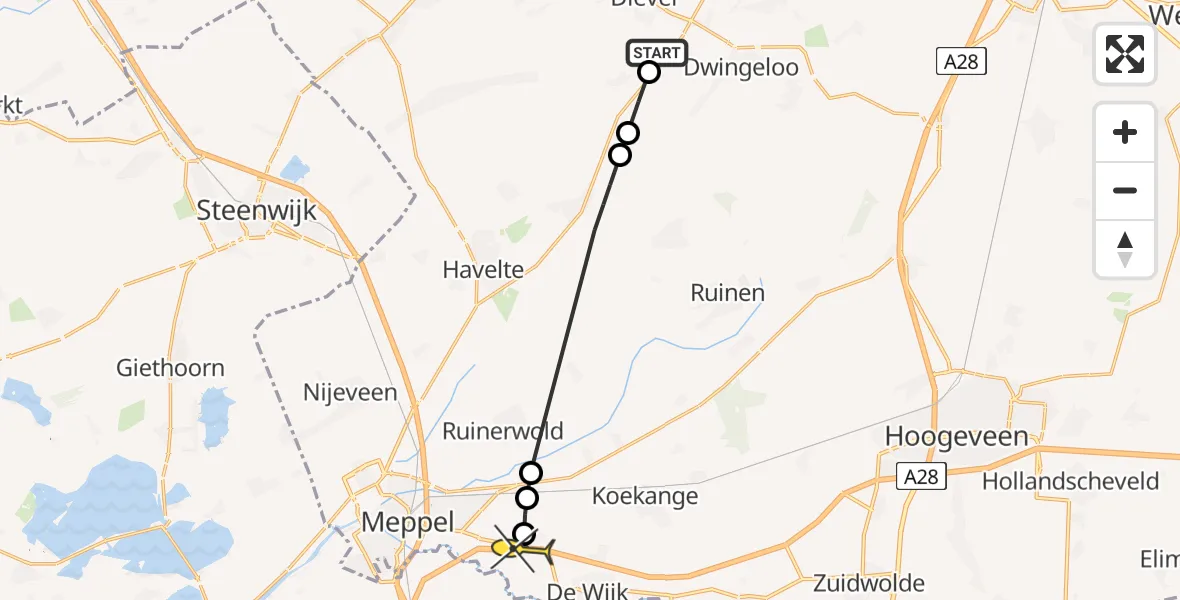 Routekaart van de vlucht: Lifeliner 4 naar Rogat, Witteltermade