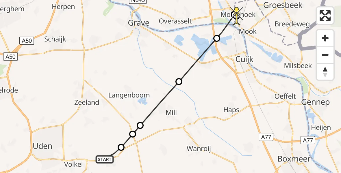 Routekaart van de vlucht: Lifeliner 3 naar Molenhoek, Rode Eiklaan