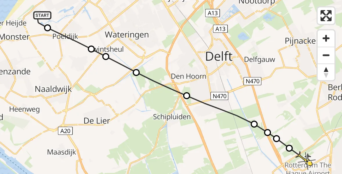 Routekaart van de vlucht: Lifeliner 2 naar Rotterdam The Hague Airport, Van Ruyvenlaan