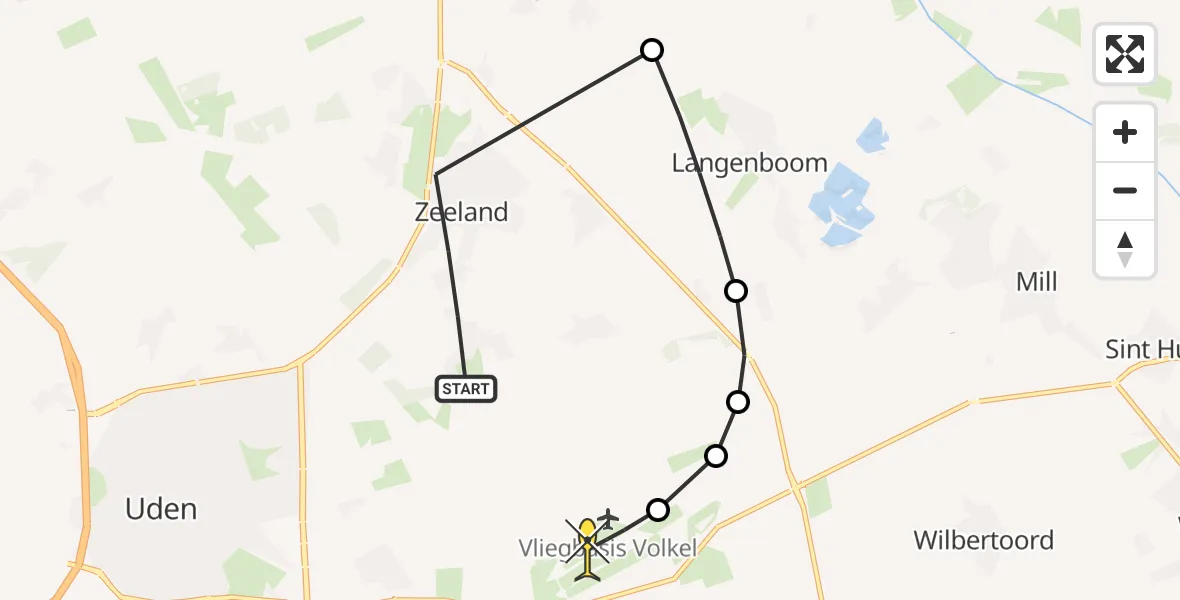 Routekaart van de vlucht: Lifeliner 3 naar Vliegbasis Volkel, Brand