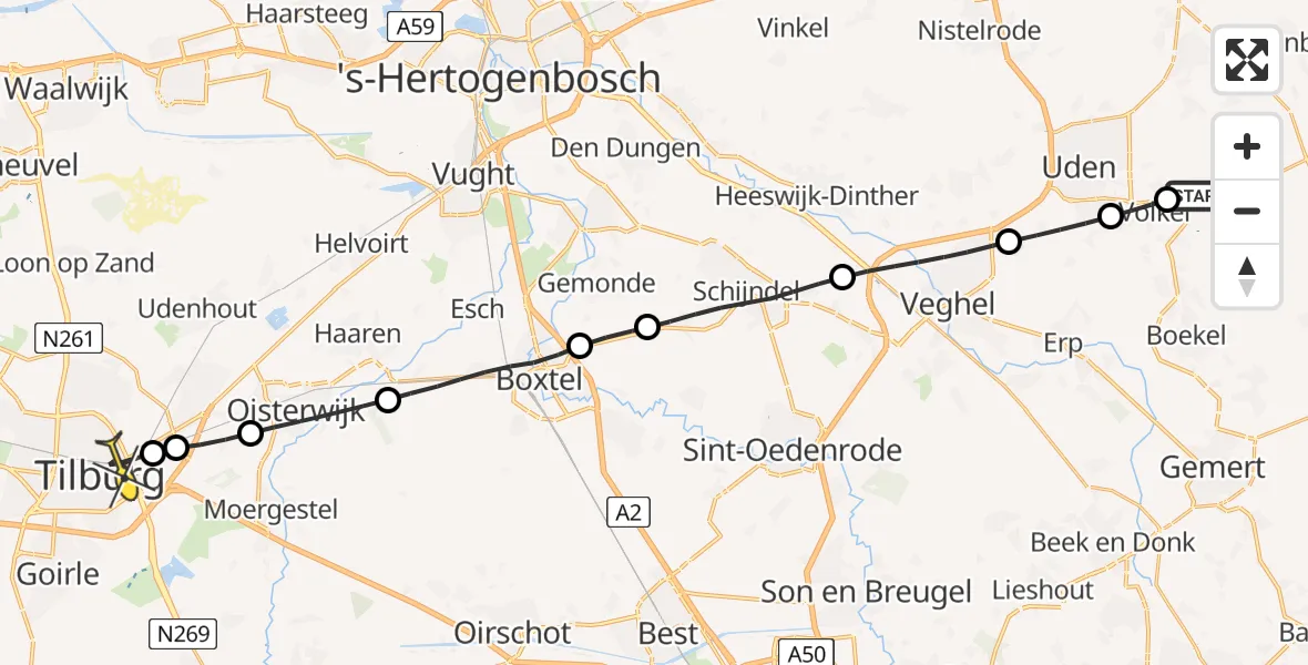 Routekaart van de vlucht: Lifeliner 3 naar Tilburg, Lagenheuvelstraat