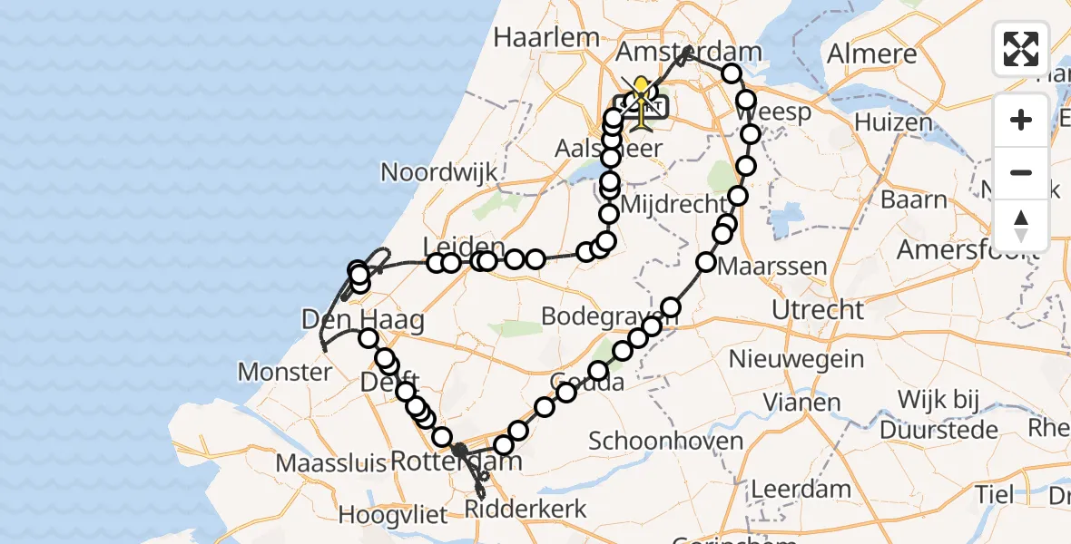 Routekaart van de vlucht: Politieheli naar Schiphol, Loevesteinse Randweg