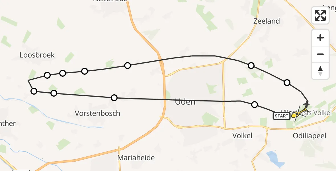 Routekaart van de vlucht: Lifeliner 3 naar Vliegbasis Volkel, Bovenstraat