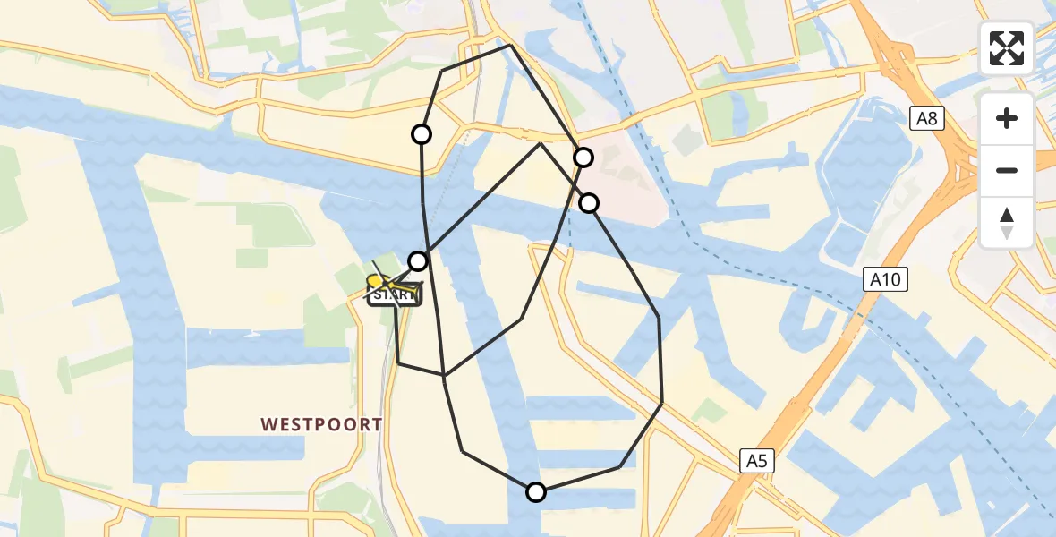 Routekaart van de vlucht: Lifeliner 1 naar Amsterdam Heliport, Maltaweg