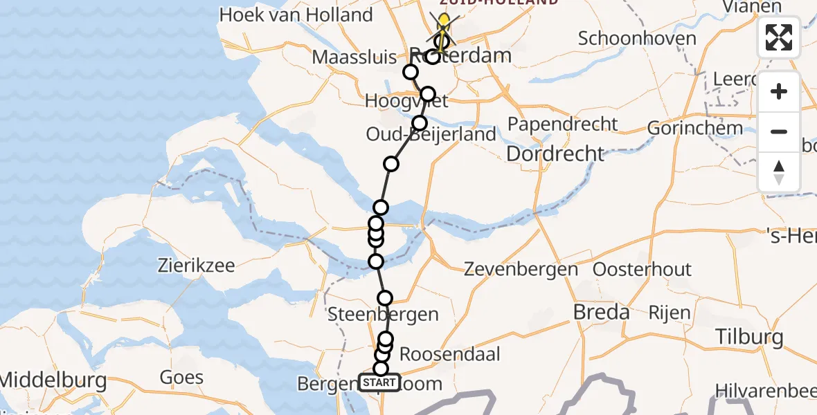 Routekaart van de vlucht: Lifeliner 2 naar Rotterdam The Hague Airport, Randweg Oost