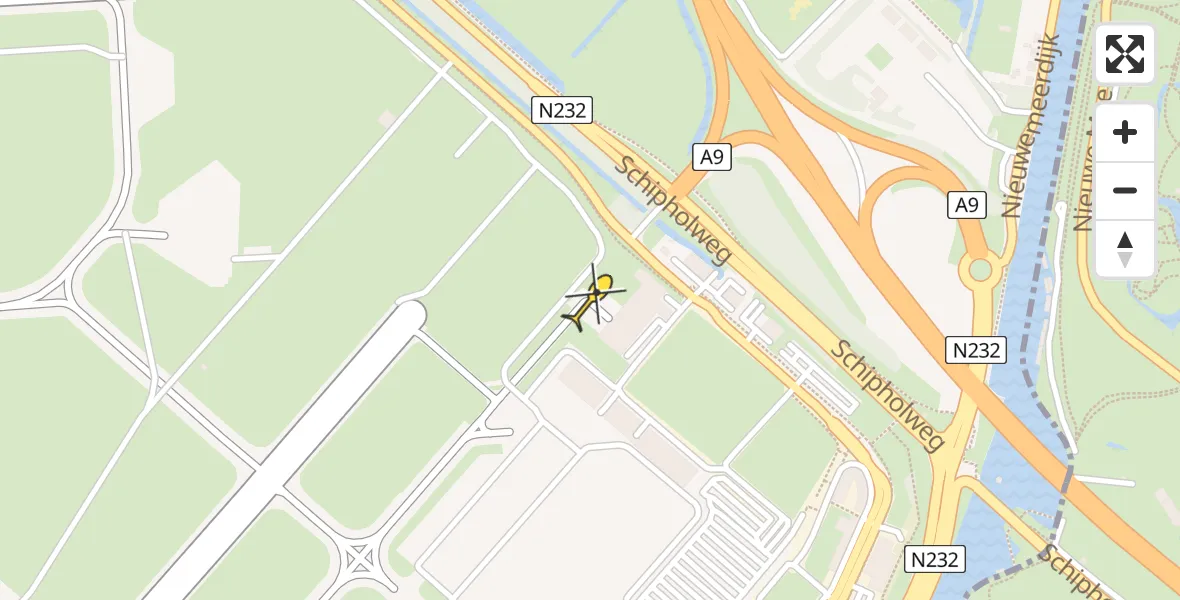 Vluchtroute Politiehelikopter van Schiphol naar Schiphol