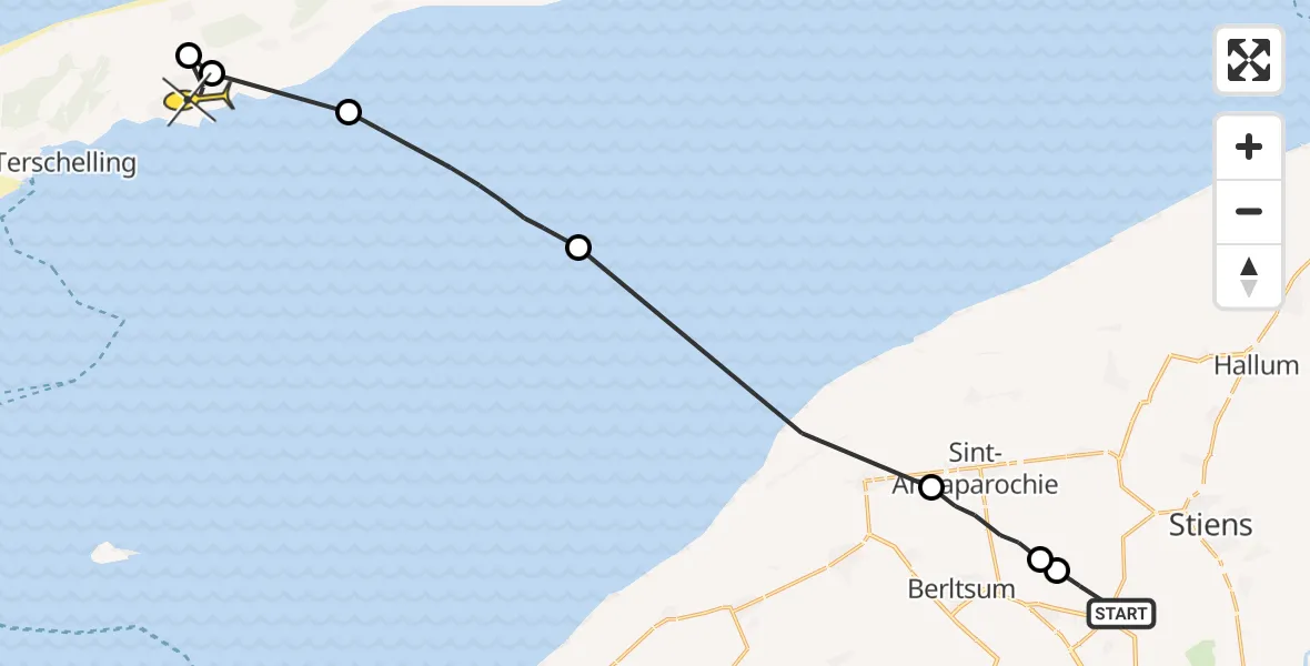 Routekaart van de vlucht: Ambulancehelikopter naar Striep, Langestraat