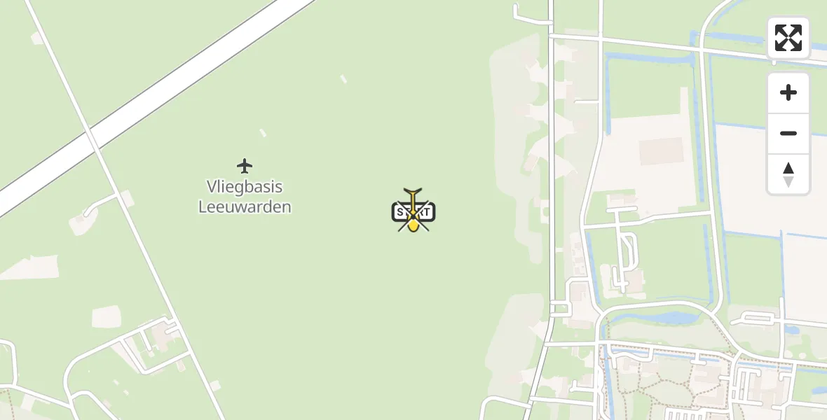 Routekaart van de vlucht: Ambulancehelikopter naar Vliegbasis Leeuwarden, Keegsdijkje