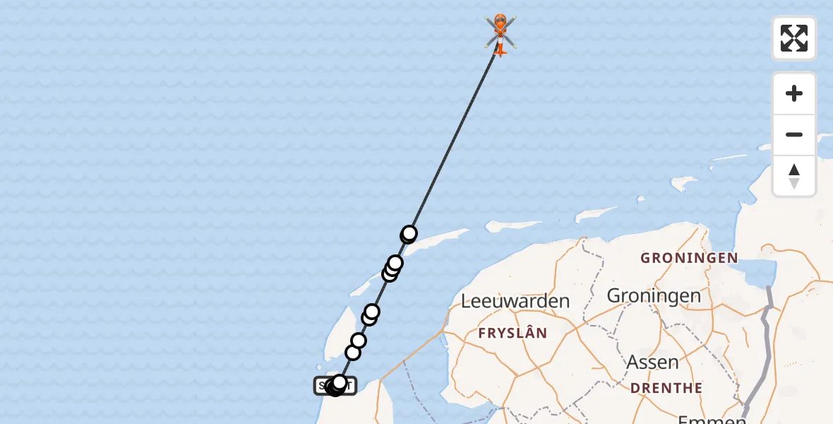 Vluchtroute Kustwachthelikopter Vliegveld De Kooy - , 04 september 2024, 00:03
