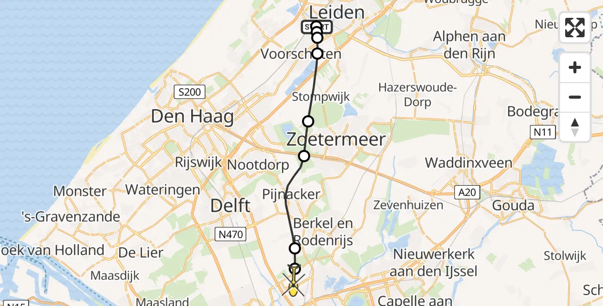 Routekaart van de vlucht: Lifeliner 2 naar Rotterdam The Hague Airport, Strawinskypad