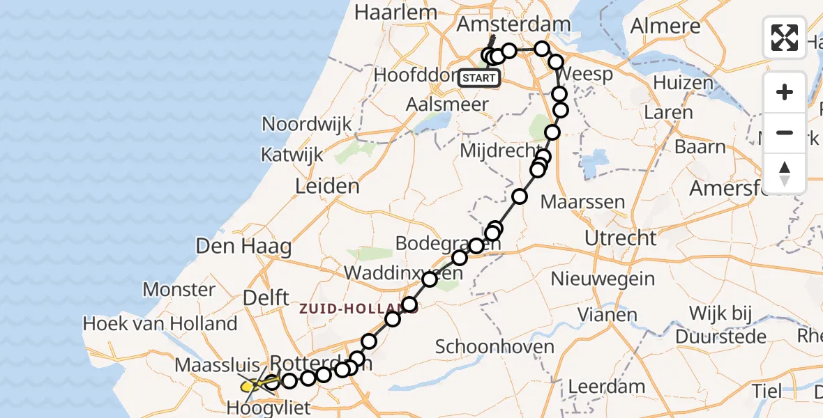 Routekaart van de vlucht: Politieheli naar Vondelingenplaat, Speelweide