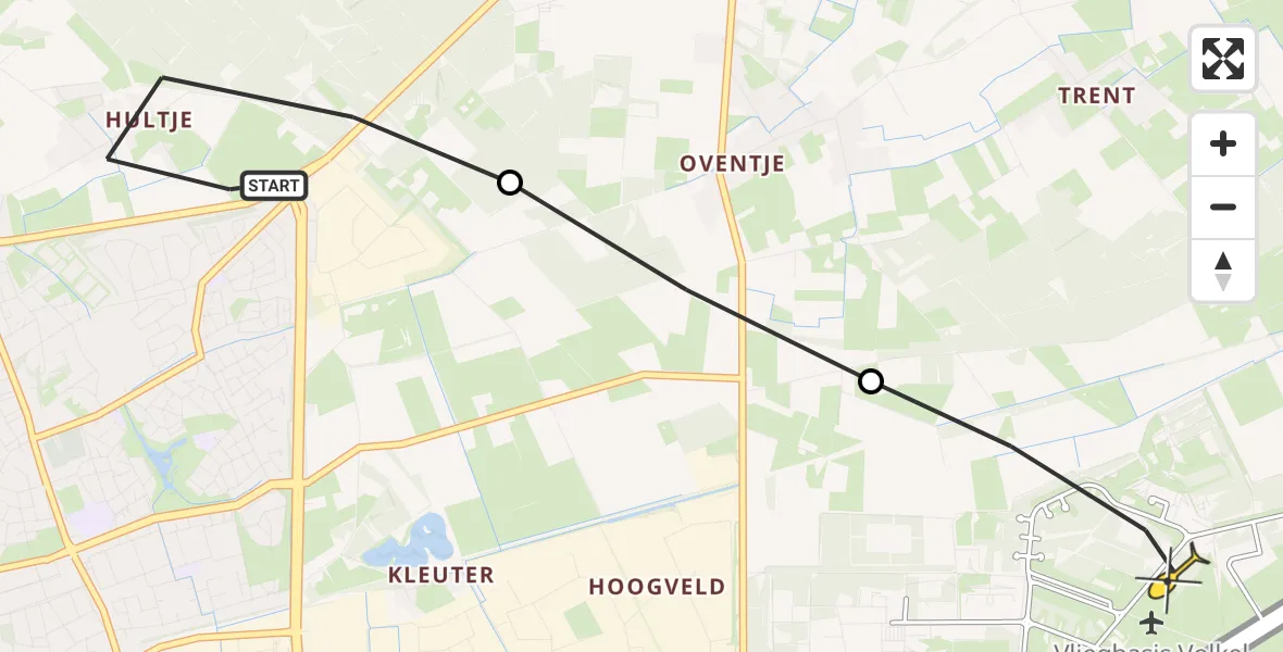 Routekaart van de vlucht: Lifeliner 3 naar Vliegbasis Volkel, Bosdreef