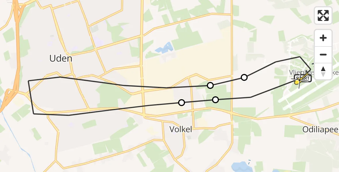 Routekaart van de vlucht: Lifeliner 3 naar Vliegbasis Volkel, Manenwolf