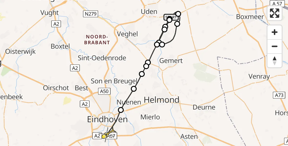 Routekaart van de vlucht: Lifeliner 3 naar Eindhoven, Oosterheidestraat