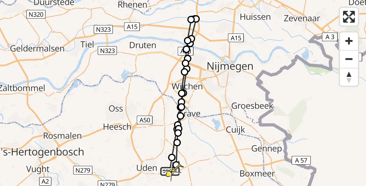 Routekaart van de vlucht: Lifeliner 3 naar Vliegbasis Volkel, Houtvennen