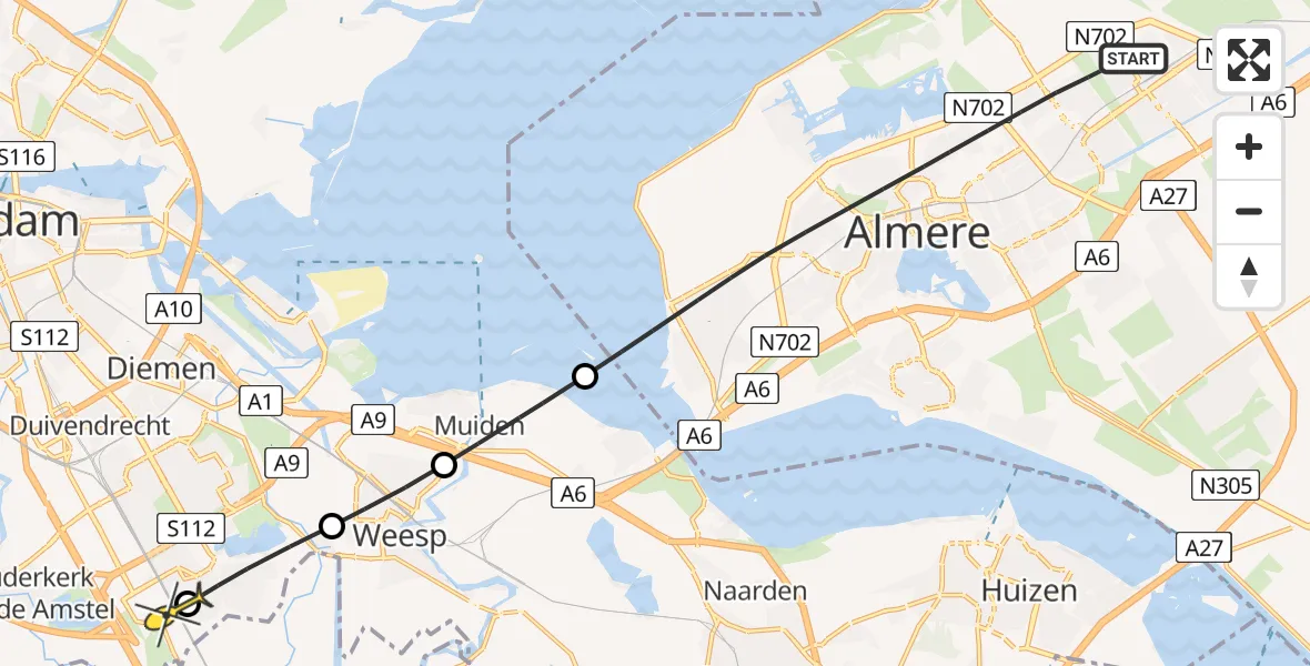 Routekaart van de vlucht: Lifeliner 1 naar Academisch Medisch Centrum (AMC), Jaap Edenpad