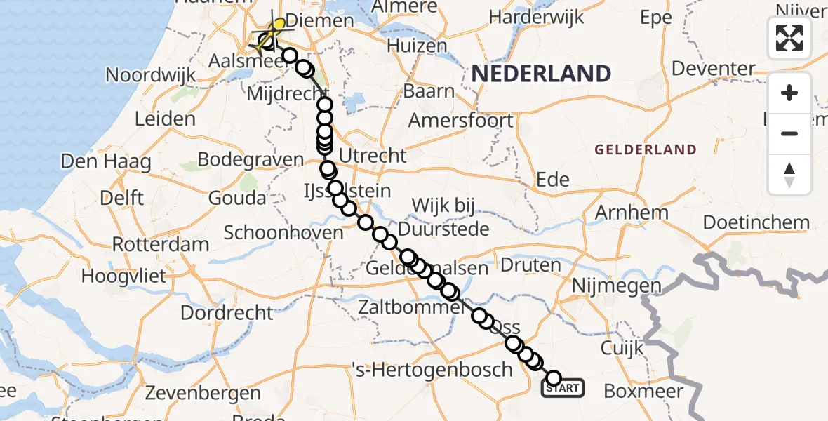 Routekaart van de vlucht: Politieheli naar Schiphol, Houtvennen