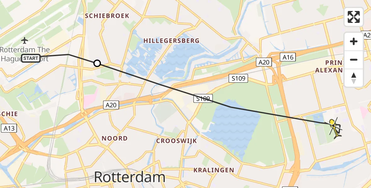 Routekaart van de vlucht: Lifeliner 2 naar Rotterdam, Loderstraat